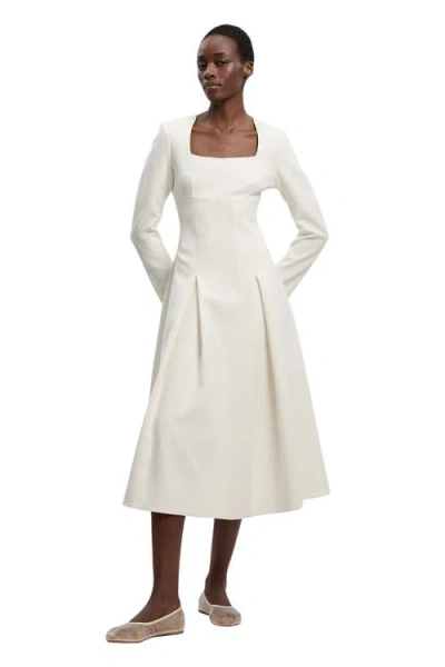 Karen Millen Stretch Sweetheart Neck Midi Dress In White