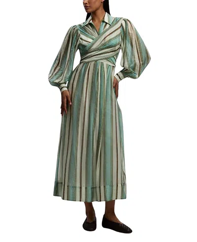 Karen Millen Stripe Organdie Wrap Shirt Dress In Multi