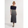 Karen Millen Striped Bardot Knitted Maxi Dress In Blue