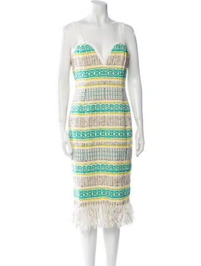 Pre-owned Karen Millen Striped Knee-length Dress In Multi