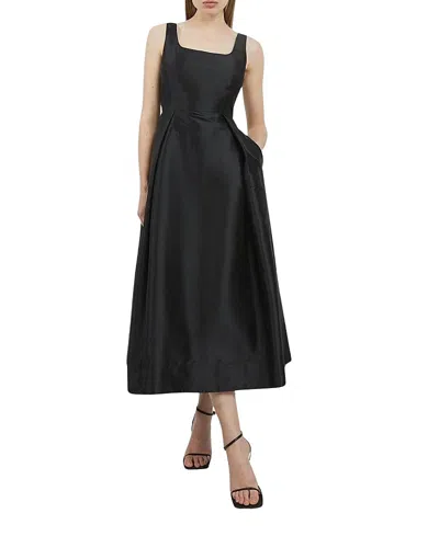 Karen Millen Taffeta Full Skirt Tailored Midi Dress In Black