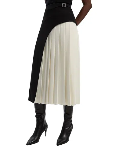 Karen Millen Tailored Buckle Detail Midi Skirt In Multi