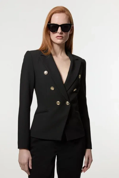 Karen Millen Tailored Button Military Blazer In Black