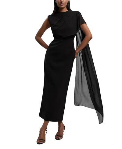 Karen Millen Tailored Cape Drape Maxi Dress In Animal Print