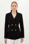 Karen Millen Tailored Doubled Breasted Blazer In Black