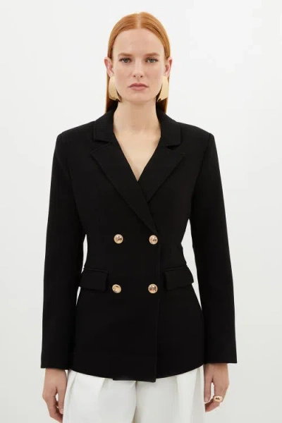 Karen Millen Tailored Double Breasted Blazer In Black