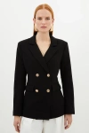 Karen Millen Tailored Doubled Breasted Blazer In Black