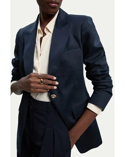 Karen Millen Tailored Linen Single Breasted Blazer In Blue