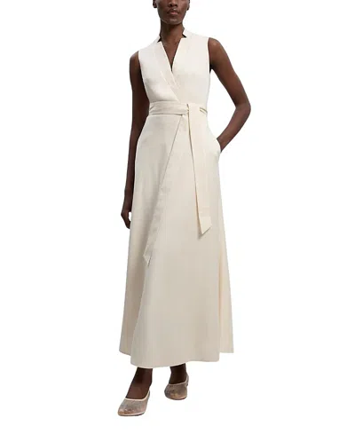 Karen Millen Tailored Linen Wrap Maxi Dress In Animal Print