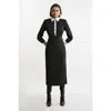 Karen Millen Techno Cotton Shirt Maxi Shirt Dress In Black