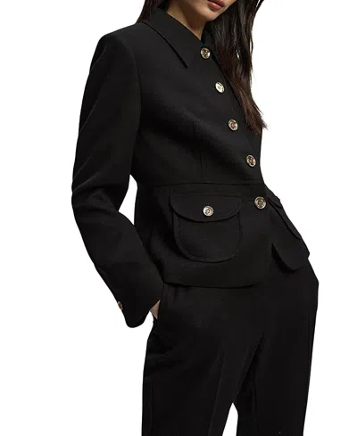 Karen Millen Textured Compact Stretch Tailored Jacket In Black