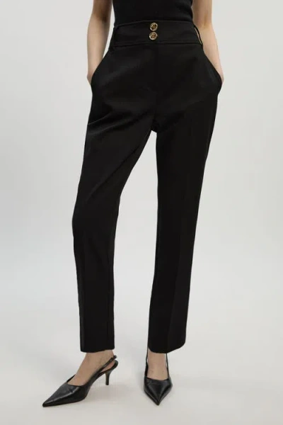 Karen Millen Textured Stretch Straight Leg Trouser In Black