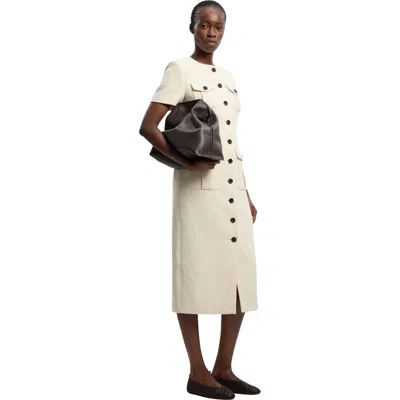 Karen Millen Textured Tweed Tailored Midi Dress In Neutral