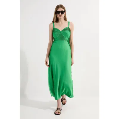 Karen Millen Thin Strap Maxi Dress In Green