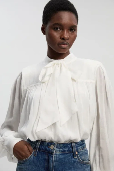 Karen Millen Tie-neck Pussybow Blouse In White