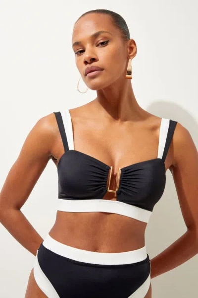 Karen Millen Trim Detail Detachable Strap Bikini Top In Multi