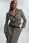 Karen Millen Tweed Cropped Tailored Jacket In Black