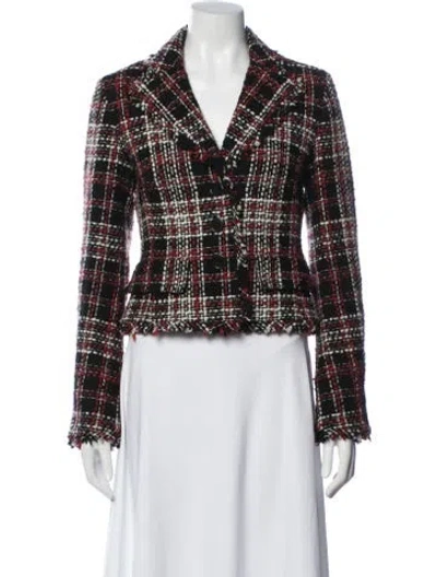 Pre-owned Karen Millen Tweed Plaid Print Blazer In Multi