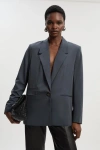 Karen Millen Twill Oversized Blazer In Gray