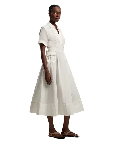 Karen Millen Utility Short Sleeve Organdie Midi Dress In White