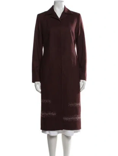 Pre-owned Karen Millen Virgin Wool Coat In Burgundy