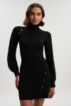 Karen Millen Viscose Blend Popper Knit Mini Dress In Black