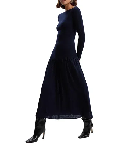 Karen Millen Wool Blend Sheer Knitted Skirt Dress In Black