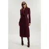 Karen Millen Wool Double Breasted Tailored Midi Coat In Burgundy
