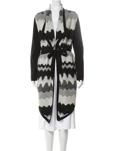 Pre-owned Karen Millen Wool Patterned Coat In Black