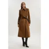 Karen Millen Wool Pu Belted Midi Coat In Metallic