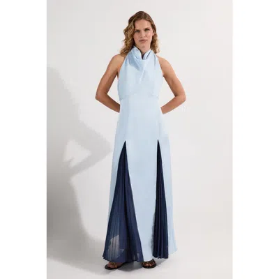 Karen Millen Woven Satin Maxi Dress In Blue
