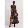 Karen Millen Blurred Floral Taffeta Maxi Dress In Multi