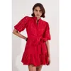 Karen Millen Woven Tie Waist Mini Dress In Red
