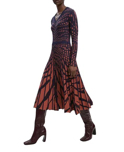 Karen Millen Zebra Jacquard Knit Midi Dress In Multi