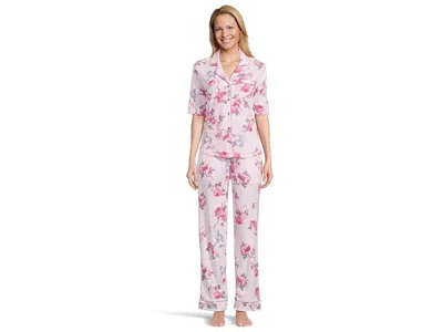 Karen Neuburger Elbow Sleeve Notch Collar Girlfriend Pj Set In Multi