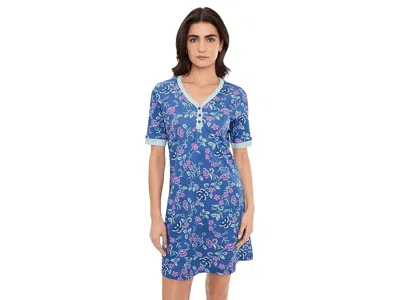 Karen Neuburger Plus Size Elbow Sleeve Sleepshirt In Blue