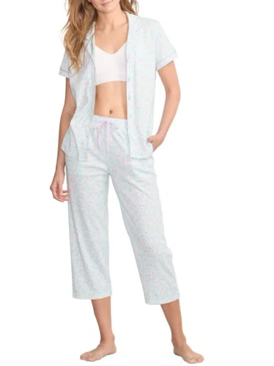 Karen Neuburger Girlfriend Knit Capri Pajama Set In Daisy Ditsy