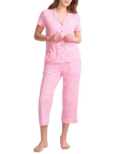 Karen Neuburger Girlfriend Knit Capri Pajama Set In Pink