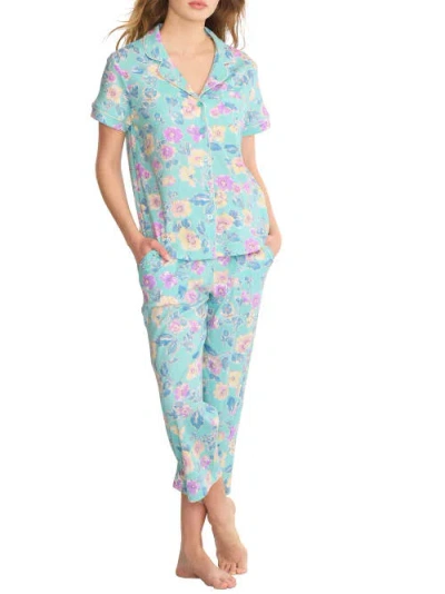 Karen Neuburger Girlfriend Knit Capri Pajama Set In Siesta Floral