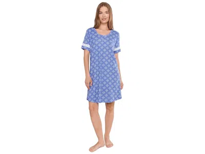 Karen Neuburger Henley Sleepdress Women's Pajama Ditsy Geo: Md (women's 10-12) In Blue