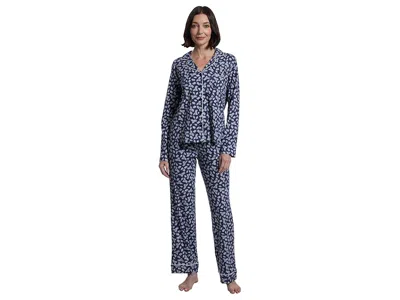 Karen Neuburger Jolly Bright Long Sleeve Notch Top Long Pants Set In Multi