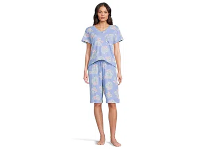 Karen Neuburger Novelty Short Sleeve Bermuda Pajama Set In Blue