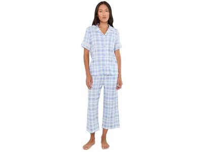 Karen Neuburger Petite Notch Collar Top Capri Pajama Set Women's Pajama Sets Sunday Picnic Plaid: Pl (us 14p-16p) In Blue