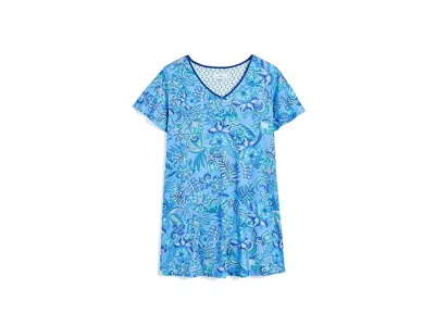 Karen Neuburger Plus Size Flutter Sleeve Sleepdress Women's Pajama Charlotte Stroll Floral: 3x (24w-26w) In Blue