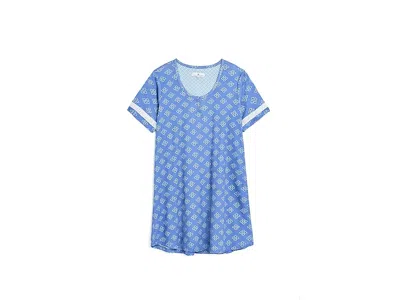 Karen Neuburger Plus Size Henley Sleepdress Women's Pajama Ditsy Geo: 1x (16w-18w) In Blue
