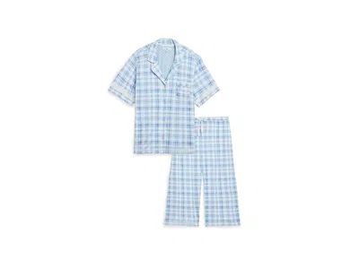Karen Neuburger Plus Size Notch Collar Top Capri Pajama Set Women's Pajama Sets Sunday Picnic Plaid: 1x (women's 16w In Blue