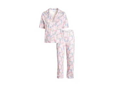 Karen Neuburger Plus Size Rose Gardens Notch Collar Girlfriend Pajama Set In Pink
