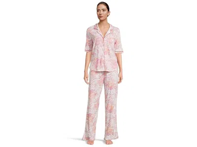 Karen Neuburger Romantic Fields Elbow Sleeve Pajama Set With Lace In White