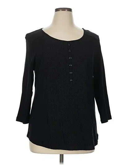 Pre-owned Karen Scott 3/4 Sleeve Blouse In Black