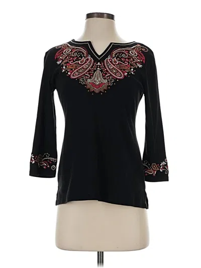 Pre-owned Karen Scott 3/4 Sleeve Blouse In Black
